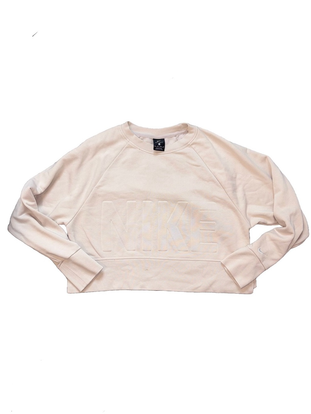 Nike Women's Light Beige Cropped Crewneck Sweatshirt